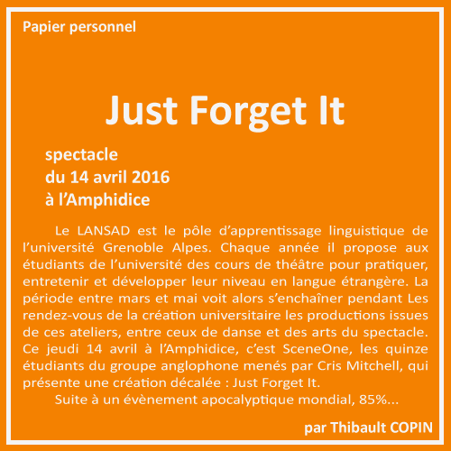 Could you repeat please ? Just Forget It par Thibault Copin