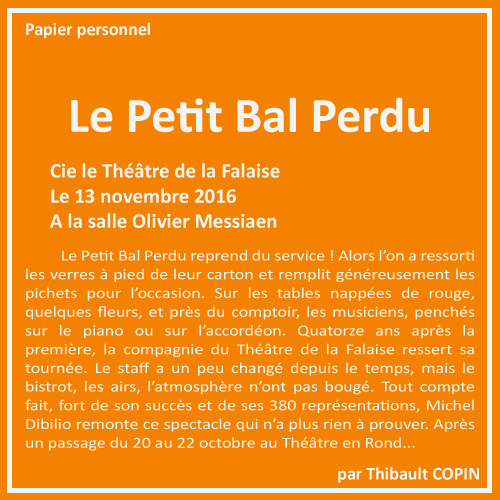 Réouverture Le Petit Bal Perdu par Thibault Copin