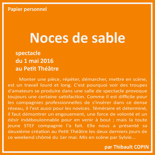 L'homme de papier Noces de sable par Thibault Copin