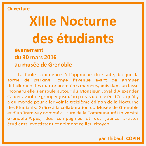 De la rue au musée XIII Nocturne des étudiants par Thibault Copin