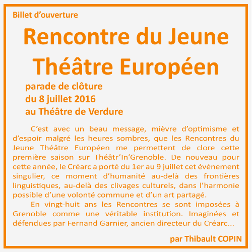 Un peu d'humanité Rencontre du Jeune Theatre Europeen par Thibault Copin